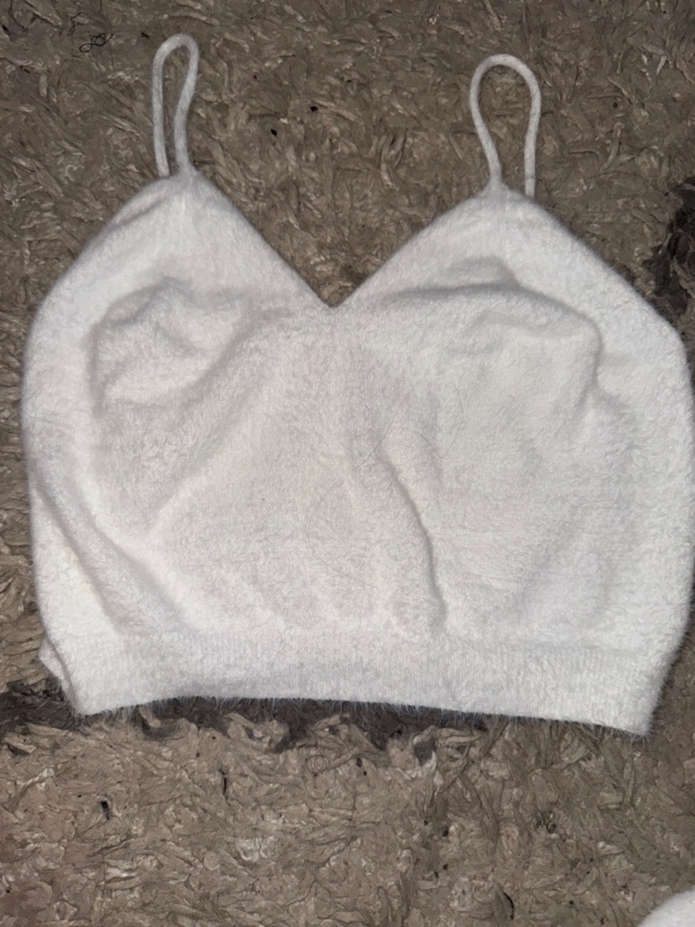 SHEIN White Fuzzy Cropped Camisole Top